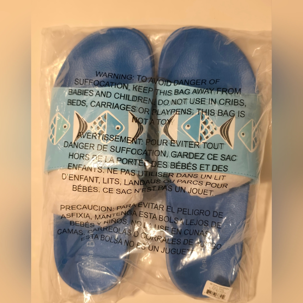 Vera Bradley Womens Beach Slides in Go Fish Blue SZ Med  7-8 NWT Retail $45